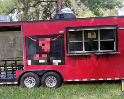 2017 - 7' x 14' Barbecue Food Concession Trailer with Open Porch