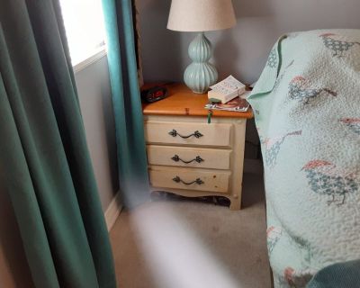 Night table,  double dresser and chest of drawers.