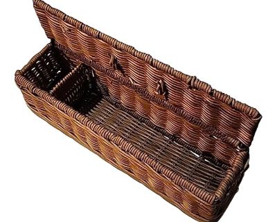 Vintage Wicker Storage Basket Woven Lidded