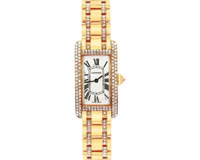 Cartier Tank Américaine Diamond Bezel Quartz 18k Gold Watch