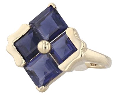 6.48ctw Purple Iolite Cocktail Ring 14k Yellow Gold Size 10.25