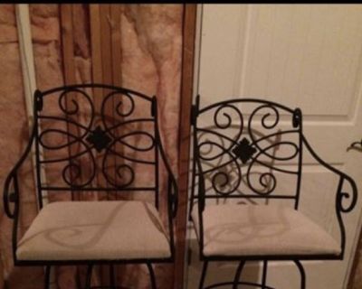 2 raw iron barstools