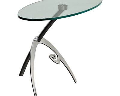 Carlo Malnati Memphis Design Italian Laser Bis Stainless Steel + Glass Side Table