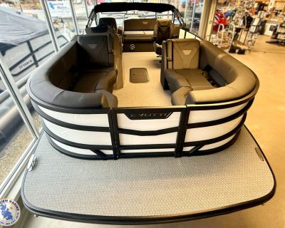 Experience the next generation of luxury pontoons with the 2026 Evotti 523CS Saltwater Series Tritoon paired with the powerful 300hp Yamaha engine. A 23 Convertible Stern model that blends bold styling and precision performance! Features include integrated steering. a 7-position convertible stern lounger, Black Lillipad Ladder, Power Bimini w/ Lights, Ski Tow Bar, Clarion Speakers and Gate Reta...