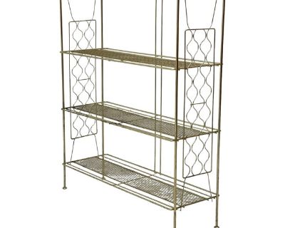 1970s Vintage Mid Century Modern Gold Colored Metal Decorative Bookshelf or Plant Stand