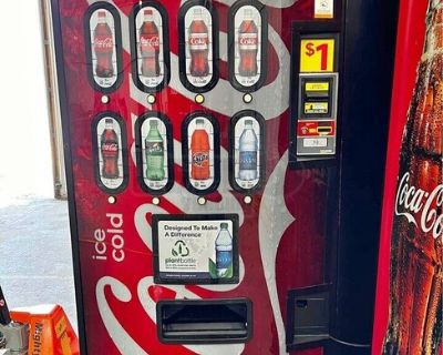 Refurbished Soda Coke Wrapped Drink Bottle Vending Machine For Sale in Pennsylvania!