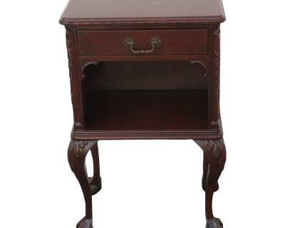 John Stuart Mahogany Ball and Claw Feet Tall Nightstand Side End Table