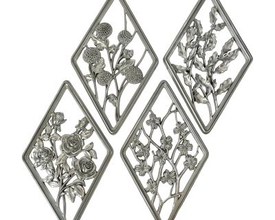 Four Seasons -Mcm- Diamond Wall Plaques - Roses, Mums, Holly, Dogwood by Syroco