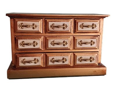 Vintage 5 Drawer Florentine Jewelry Chest Case, Lined 1960's