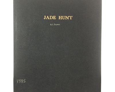 Early 20th Century Vintage Oversize Black Leather Book, A. Livingston Gump's Jade Hunt, Signed
