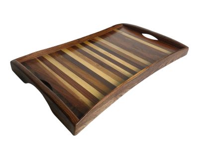 1960s Vintage Don Shoemaker Tessellated Mixed Exotic Wood Serving Tray
