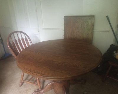 Solid Wood Round Table with Extension and 4 Chairs