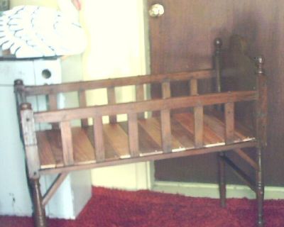 Antique Baby Bed wooden, 38 inch long $30.cash