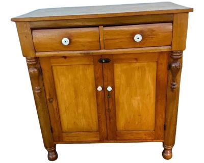 19th Century Antique Early American Primitive Style Yellow Pine Jelly Cupboard Cabinet.