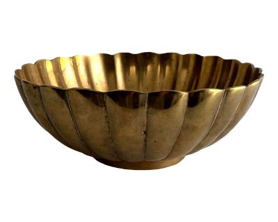 Vintage Brass Fluted Bowl — Made in India