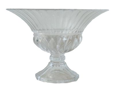 Vintage Crystal Pedestal Bowl With Fluted Brim in Traditional Form