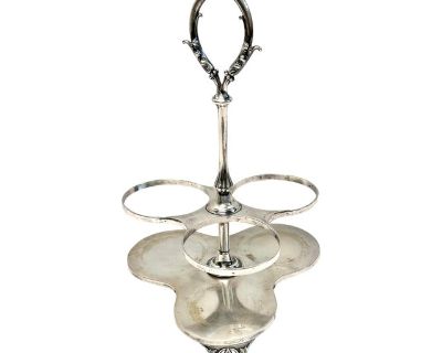 Vintage Silverplate Bar Decanter Cruet Stand