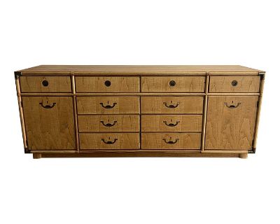Vintage Drexel Accolade Ten-Drawer Campaign Low-Boy Dresser