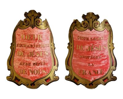 Antique Heraldic Shields From Sacré Coeur, Paris - a Pair