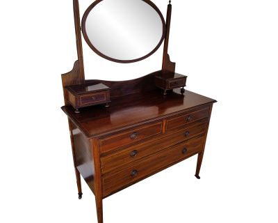 1910s Edwardian Inlaid Mahogany Dresser
