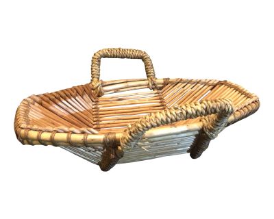 Vintage Octagon Wicker Basket With Handles