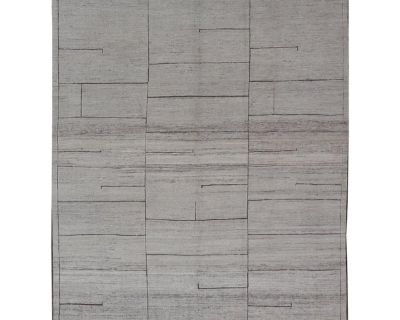 Casual Modern Design Rug in White and Brown Tones and Subdued Design 9'4 X 11'9