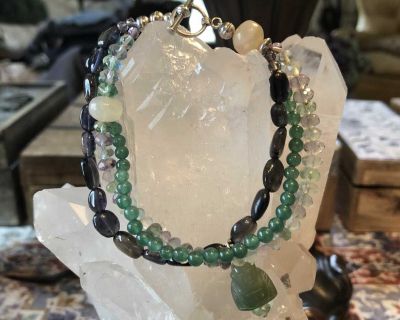 Bracelet - Healing and Beautiful - Aventurine, Fluorite, Iolite, Moonstones and Jade Buddha