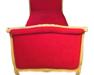 19th Century Antique French Daybed, Original Paint, Down Cushion and Pillows