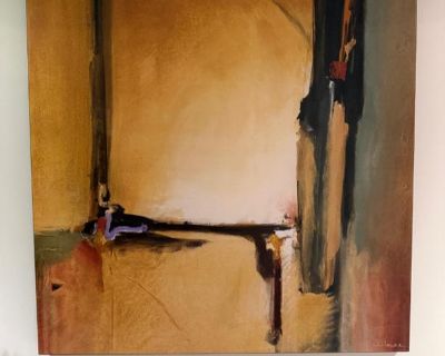 This beautiful canvas giclee print measures 35 inches by 35 inches. Black-wrapped frame is 1 1/2 inches thick.