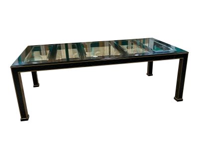 1970s Chinese Chippendale Black Lacquered Dining Table From Century Furniture