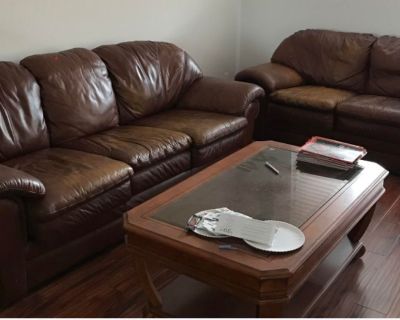 Leather 3-seater and Love seat sofa set for sale