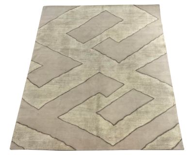 Nourison Home for Christopher Guy Taupe and Gray Key Wool and Silk Hand Knotted Rug 8x10