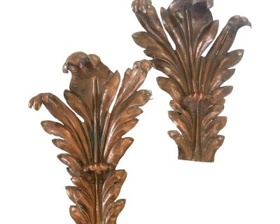 Early 20th Century Copper Architectural Elements, Acanthus Leaf Design, Salvage - a Pair