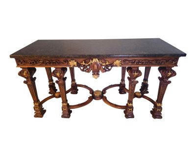 Hand-Carved Gilded Italian Style Table by Francesco Molon Italy