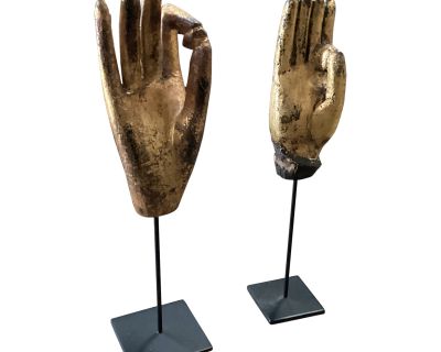 Pair of 19th Century Small Gilt Hands From Myanmar