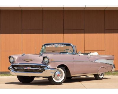 Odometer: 1533. This Rotisserie every nut and bolt restored 1957 Chevrolet Bel Air convertible is absolutely stunning!! This California car is powered by an original EB-code 283/270hp V8 engine with two 4-barrel carburetors, original batwing air cleaner, factory high-lift cam and dual exhaust, paired with a column-shifted 3-speed manual transmission. It also features a show detailed engine bay ...