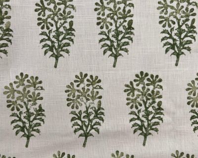 High End Designer Namay Samay Alya Green Linen Fabric- 2 Yards