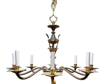 1930's Decorative Black and Bronze Chandelier