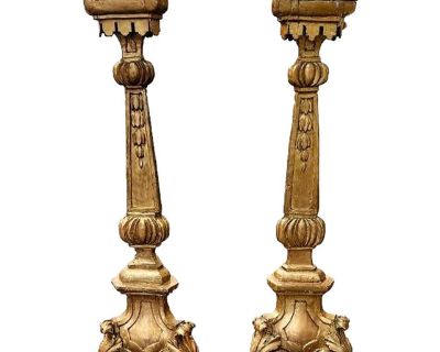 Pair of Gilt Candlestick Prickets, 18th Century