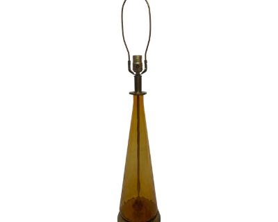 1960s MCM Italian Optic Amber Glass Table Lamp