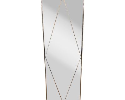 Contemporary Nickel and Brass Full Length Solitaire Wall Mirror