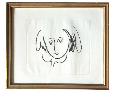 An Original 20th Century Etching by noted American Abstract Expressionist Paul Chidlaw (Cincinnati, 1900 1989). This work features a beautiful black line portrait. Framed in a period gilt/gold frame with ribbon detailing to the trim. Numbered and stamped with the artist's Estate Stamp to the verso. Chidlaw studied at the Art Academy of Cincinnati and at L'Ecole des Beaux-Arts in Fontainebleau, ...