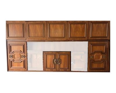 9 Piece Set of Vintage 1970s German Walnut Wood Book-Matched Cabinet Doors