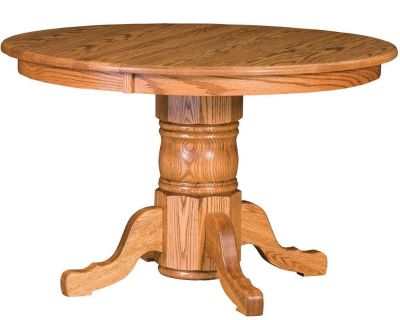 As new Amish Round Dining Table Red Oak Traditional Single Pedestal