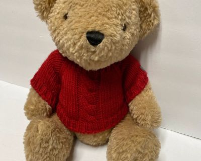 2008 Old Navy Plush Stuffed Animal Bear With Red Sweater.