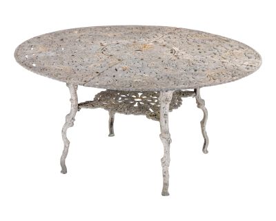 Round Metal Acanthus Leaf Motif Garden Table, Sweden 1960s