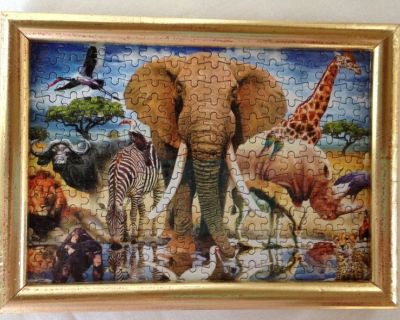 Safari Animals Elephant, Giraffe, Zebra, Lion, etc Framed Puzzle