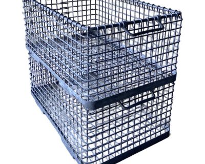 Vintage Iron Stacking Crates - Set of 2