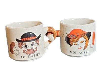 Share Vintage Grés Stoneware Couple Mugs