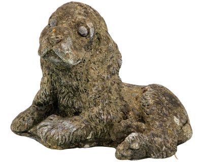 Vintage Reconstituted Stone Puppy or Dog Spaniel Garden Ornament, 20th Century